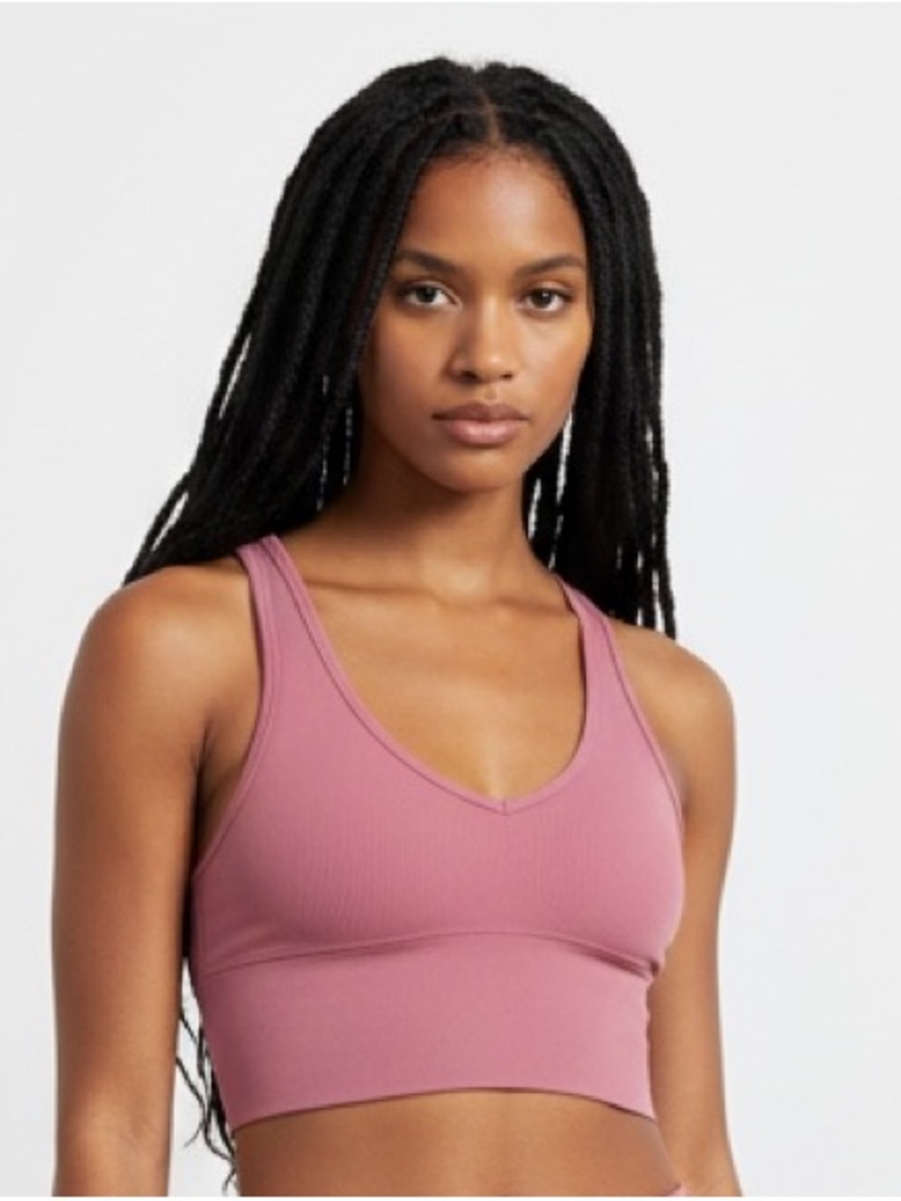Lululemon Ribbed V-Neck Bralette and High-Waist Shorts Set - Dusty Rose
